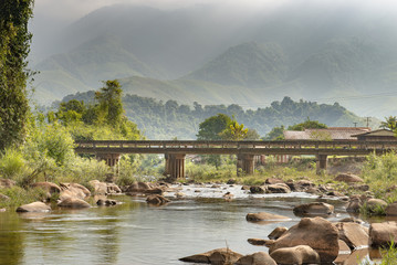The canal and bridge at Bo Kluea district , Nan Thailand
