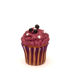 Birthday cupcake with butter cream isolated on white.