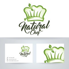Natural chef vector logo with business card template