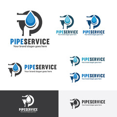 Pipe Service Plumber Letter Plumber service company identity. Pipe drain water system. Water pipe construction company identity.