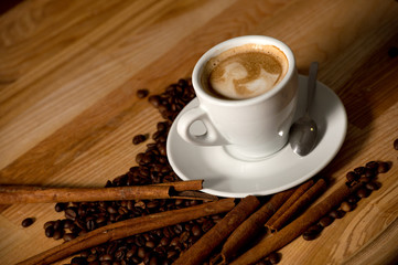 Chocolate cookies and coffee cup