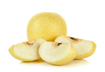 Yellow pear isolated on the white background