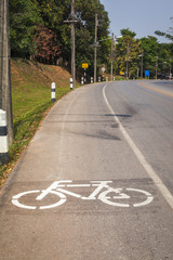 Cycle Lane with Cyclist in Mae Fah Luang University, Chiang-Rai Thailand