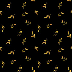 seamless pattern with watercolor green leaves