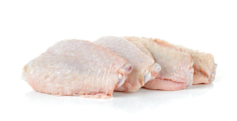 Raw chicken wing isolated on white background