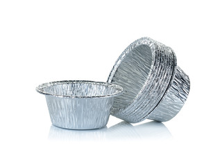 Aluminium foil cup isolated on the white background