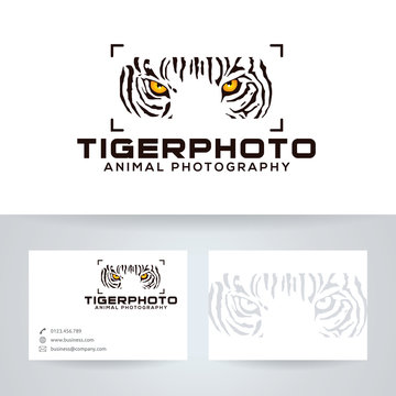 Tiger photo vector logo with business card template