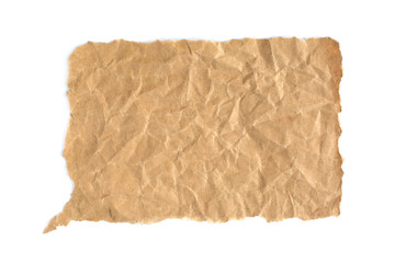 Crumpled grunge brown paper bubble isolated