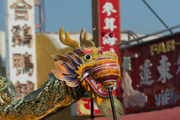 Fototapeta na wymiar Chienese dragon during the 117th Golden Dragon Parade