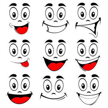 Vector of set smiling faces