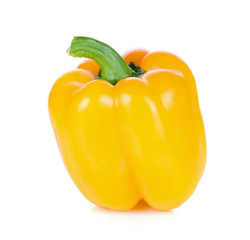 Ripe yellow bell peppers. Isolated on white background