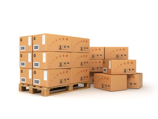 boxes on the pallet isolated on white