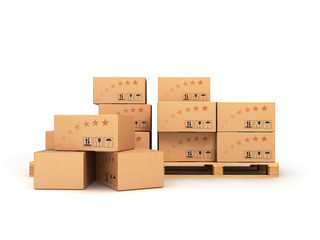 boxes on the pallet isolated