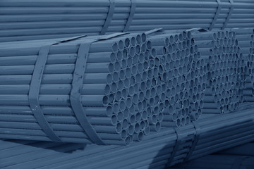 Naklejka premium Many steel pipes stacked together
