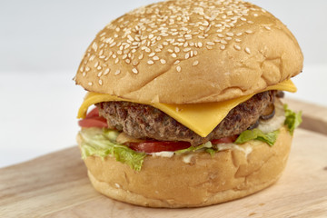 Delicious burger with beef