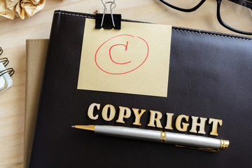copyright document folder and desk office