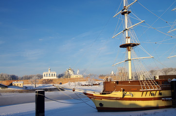 VELIKY NOVGOROD, RUSSIA - January, 2016:  Frigate Flagship resta