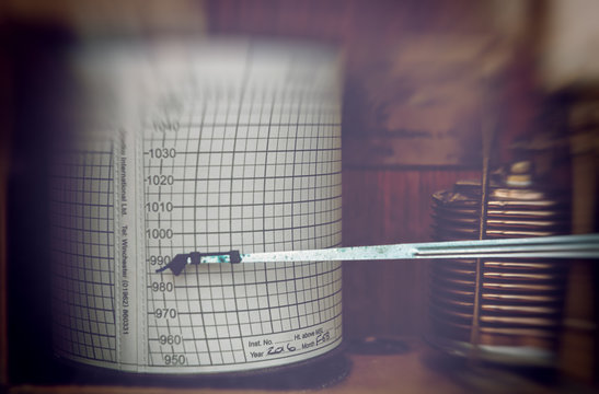 Old seismograph with soft focus on edges