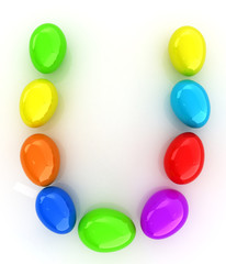 Alphabet from colorful eggs. Letter 