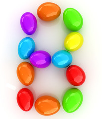 Alphabet from colorful eggs. Letter 