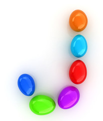 Alphabet from colorful eggs. Letter 