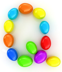 Alphabet from colorful eggs. Letter 