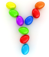 Alphabet from colorful eggs. Letter 