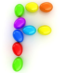 Alphabet from colorful eggs. Letter 