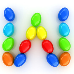 Alphabet from colorful eggs. Letter 