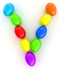 Alphabet from colorful eggs. Letter 