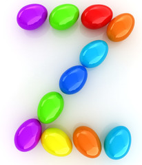 Alphabet from colorful eggs. Letter 