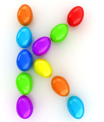 Alphabet from colorful eggs. Letter 