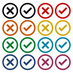 Check mark and x circle icons set - Illustration