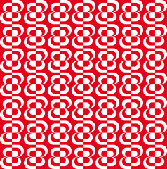 Abstract pattern with red stylized flowers on white background