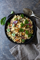 pilaf with bulgur and seafood
