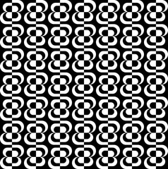 Abstract pattern with black stylized flowers on white background