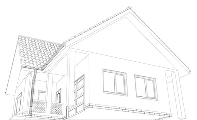 Wire-frame building on the white background