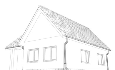 Vector sketch of the cottage with a roof