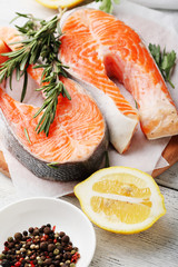 raw two salmon steak