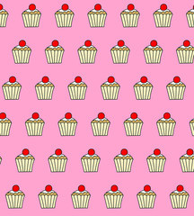 Illustration of repetitive cupcake pattern
