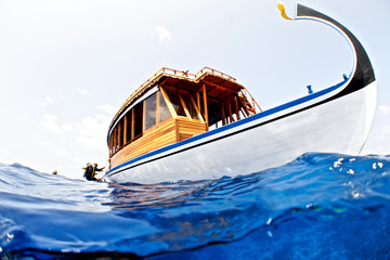 TAXI IS HERE! After having a blast scuba diving, its time to get back to shore to get ready for the next adventure.