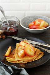 pancakes with apples  and cinnamon