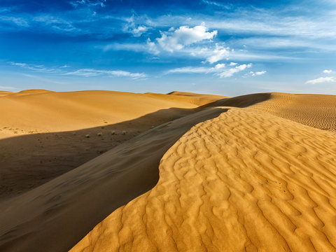 Sand dunes in desert