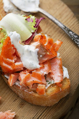 toast with grilled salmon