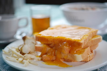 Breakfast toast with jam Helianthus tuberosus