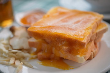 Breakfast toast with jam Helianthus tuberosus