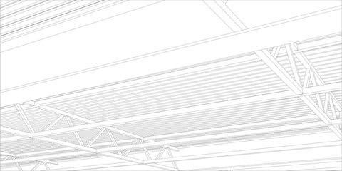 Abstract line vector construction industrial building.