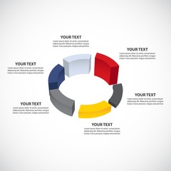 Bright 3D circle pie chart - Vector infographic template