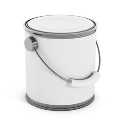 White paint can and brush