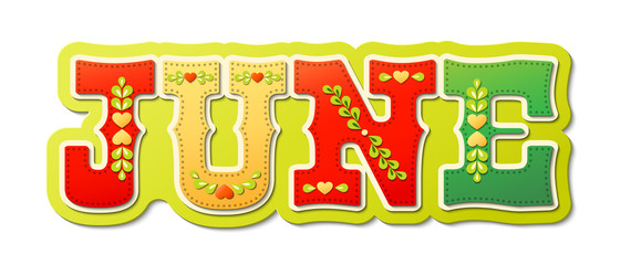 July, illustrated name of calendar month, illustration